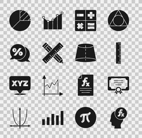 Set Function mathematical symbol, Certificate template, Ruler, Calculator Stock Illustration