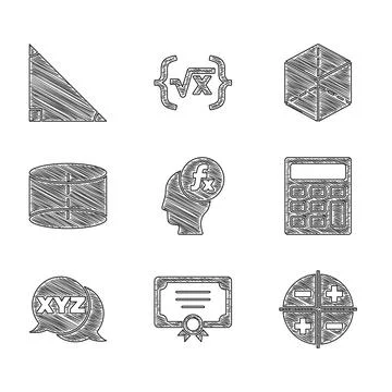 Set Function mathematical symbol, Certificate template, XYZ Coordinate system Illustrazione stock