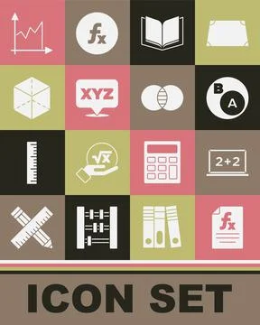 Set Function mathematical symbol, Chalkboard, Subsets, math, is subset of, Open Stock Illustration