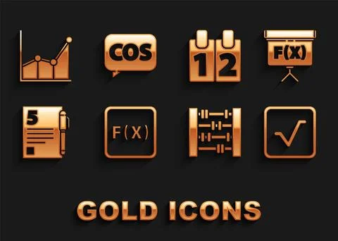 Set Function mathematical symbol, Chalkboard, Square root, Abacus, Test or .. イラスト素材
