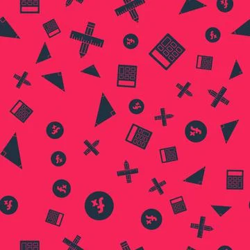 Set Function mathematical symbol, Crossed ruler and pencil, Triangle and Stock Illustration