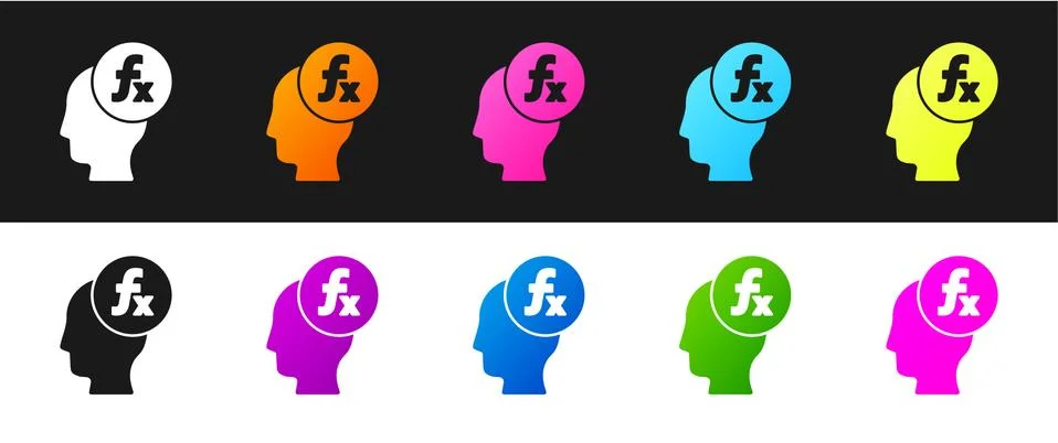 Set Function mathematical symbol icon isolated on black and white background Stock Illustration