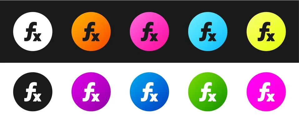 Set Function mathematical symbol icon isolated on black and white background Stock Illustration