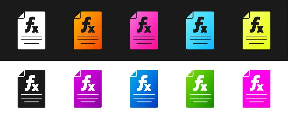 Set Function mathematical symbol icon isolated on black and white background Stock Illustration