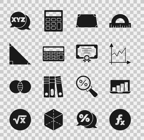 Set Function mathematical symbol, Laptop with graph chart, Graph, schedule Stock Illustration
