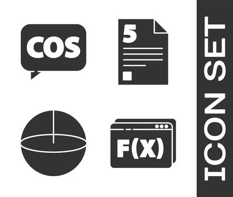 Set Function mathematical symbol, Mathematics function cosine, Geometric figure Stock Illustration
