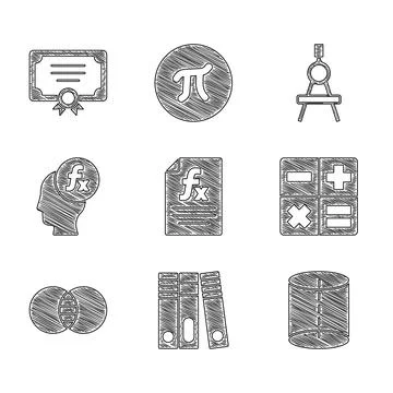 Set Function mathematical symbol, Office folders, Geometric figure, Calculator Stock Illustration