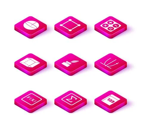 Set Function mathematical symbol, Sigma, Geometric figure Cube, Feather and 스톡 일러스트