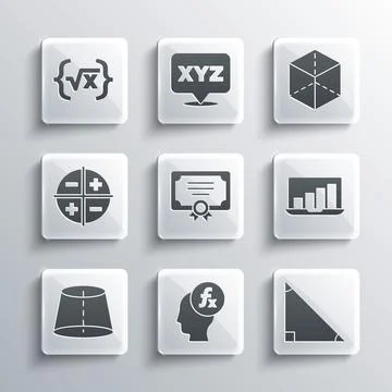 Set Function mathematical symbol, Triangle, Laptop with graph chart, Certificate Stock Illustration