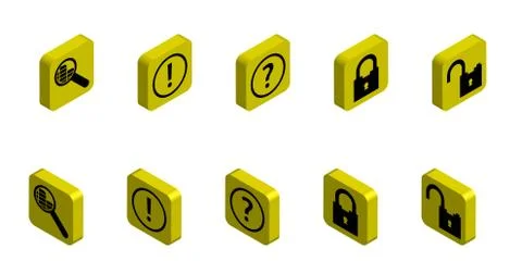 Set of functional 3D icons on the topic of security and information search Stock-Illustration