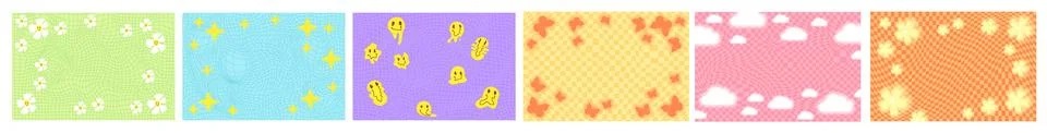 Set of funky psychedelic checkerboard pattern. Ilustración de archivo
