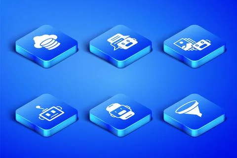 Set Funnel or filter, Cloud database, Chat bot, Artificial intelligence robot 스톡 일러스트
