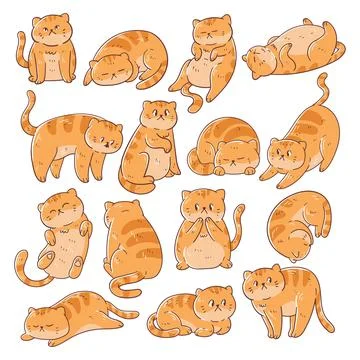 Set of funny cartoon cats vector illustration 库存插图