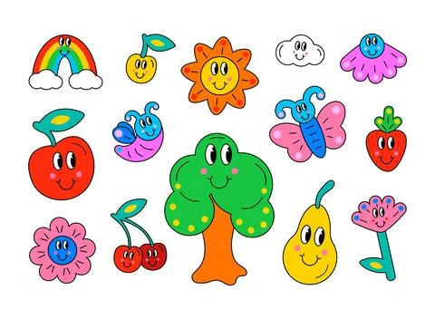Set of funny cartoon characters. Stock-Illustration