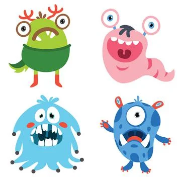 Set of funny cartoon monsters Stock Illustration