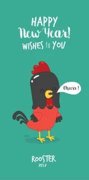 Set of funny cartoon rooster Stock Illustration