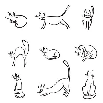 Set of funny cats Stock Illustration