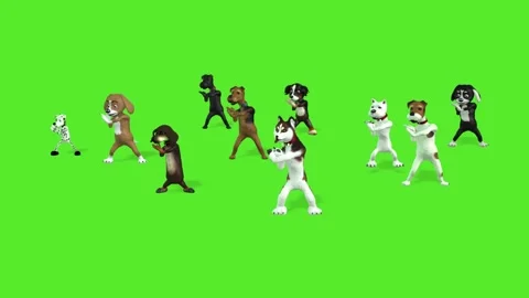 Set of funny  dog characters dancing on green background. Stock-Footage 265149210