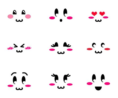 Set of funny emoticons. Various emotions. Vector. Stock Illustration