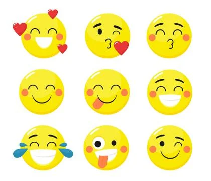 A set of funny emoticons. Vector isolates Stock Illustration