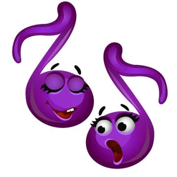 Set of funny laughing musical notes isolated on white background. Vector cartoon Stock Illustration