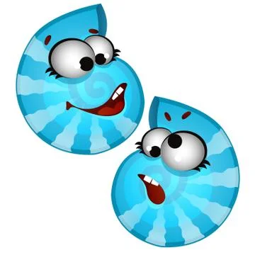 Set of funny laughing shell clam isolated on white background. Vector cartoon Stock Illustration