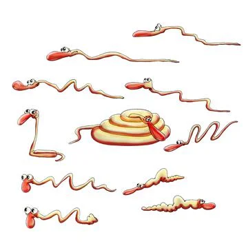 A set of funny little snakes in different versions. illustration on white bac Stock Illustration