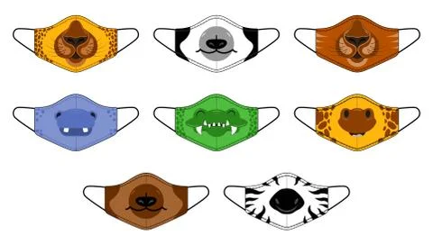 Set of funny masks Stock Illustration
