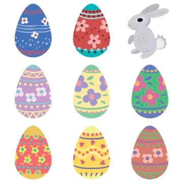 Set of funny painted easter eggs Illustrazione stock