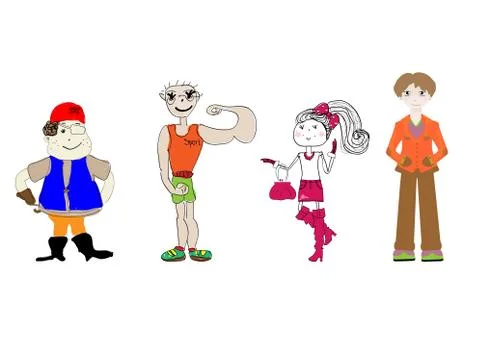 Set of funny people vector Stock Illustration