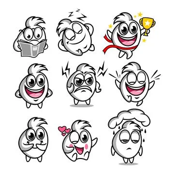 Set of funny smiley with different emotions. Vector illustration Stock Illustration