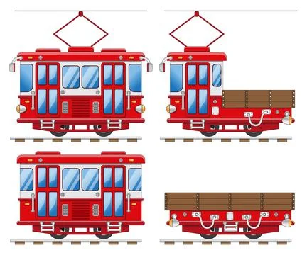 A set of funny trams. Stock Illustration
