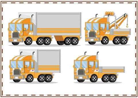 A set of funny trucks. Stock Illustration