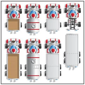 Set of funny trucks. Stock Illustration