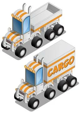 A set of funny trucks with semi-trailers. Stock Illustration