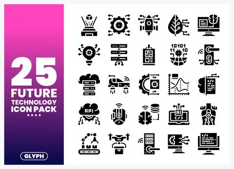 Set of future technology icons. Illustrazione stock