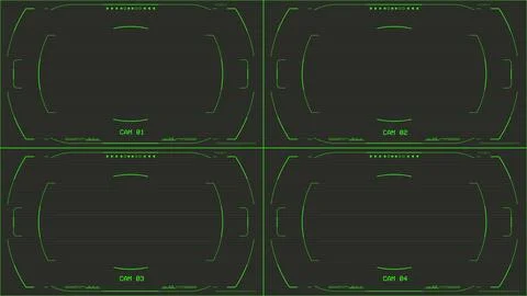 Set of futuristic CCTV overlay Stock Illustration