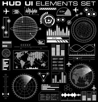 Set of futuristic graphic user interface HUD Stock Illustration