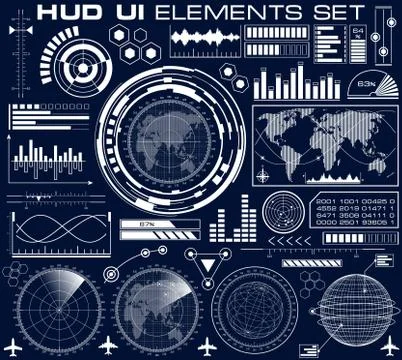 Set of futuristic graphic user interface HUD Stock Illustration