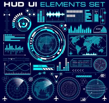 Set of futuristic graphic user interface HUD 스톡 일러스트