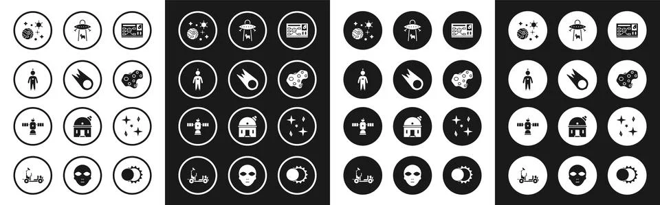 Set Futuristic hud interface, Comet falling down fast, Astronaut, Space and Stock Illustration