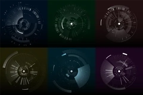 Set of futuristic interface elements. Technology circles. Digital futuristic Stock Illustration