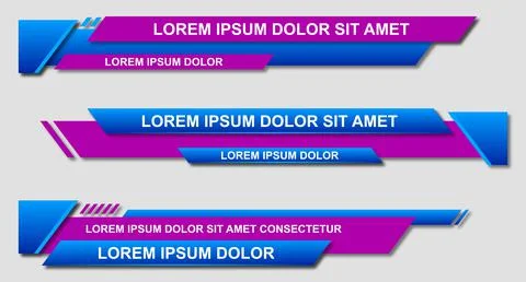 Set futuristic lower thirds set template vector. Template layout design banne Illustrazione stock