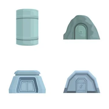 Set of futuristic scifi elements and structures Stock Illustration