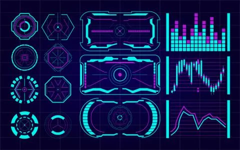 Set of Futuristic user interface Elements. Stock Illustration