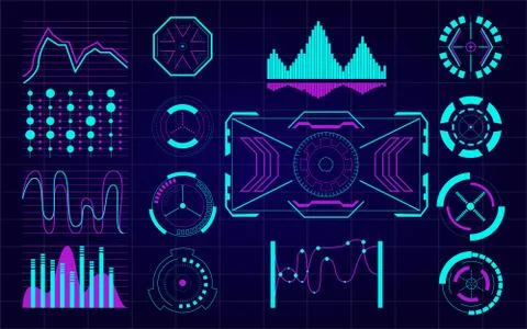 Set of Futuristic user interface Elements. Stock Illustration