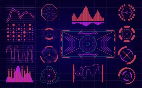 Set of Futuristic user interface Elements. Illustrazione stock