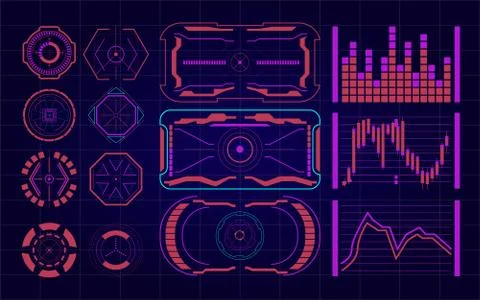 Set of Futuristic user interface Elements. Illustrazione stock