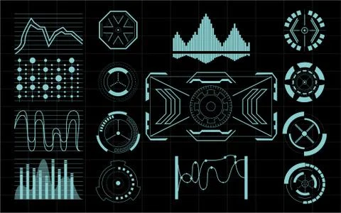 Set of Futuristic user interface Elements. 스톡 일러스트