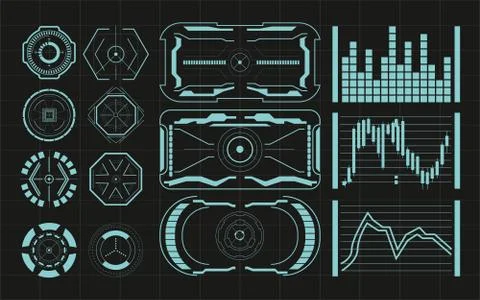 Set of Futuristic user interface Elements. 스톡 일러스트